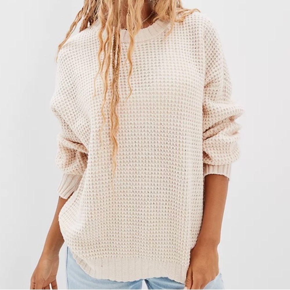 American Eagle oversized waffle knit crewneck sweater - Picture 2 of 3